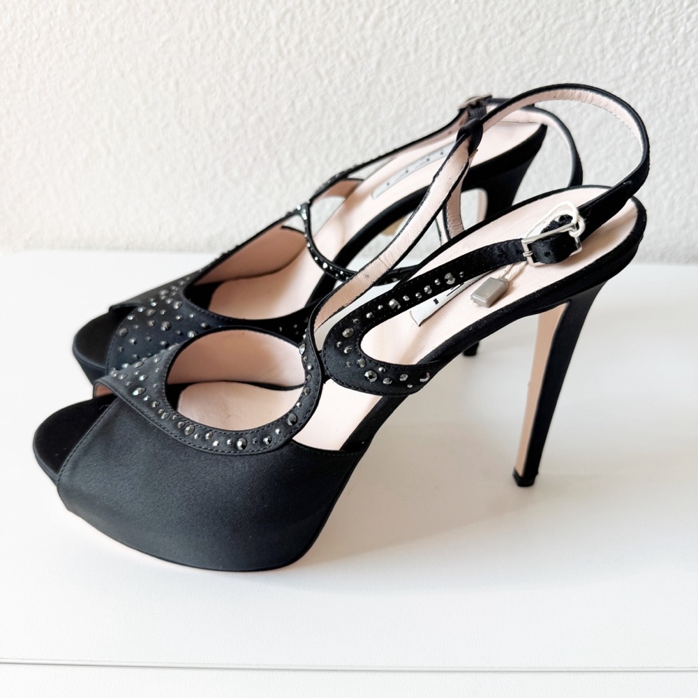 TIFFI Swarovski Studded Black Stiletto Heels EU Size 40 / 9/9.5